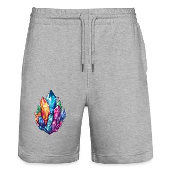 Bunter Kristal, Kunst ausgefallen, für fantasy - Stanley/Stella Unisex Bio Joggingshorts Trainer  - Grau meliert - Vorne - Nik (191cm) & Marisol (170cm)