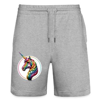 einhorn pferd CSD 3D niedlich lol Glamour Gay Game - Stanley/Stella Unisex Bio Joggingshorts Trainer  - Grau meliert - Vorne - Nik (191cm) & Marisol (170cm)