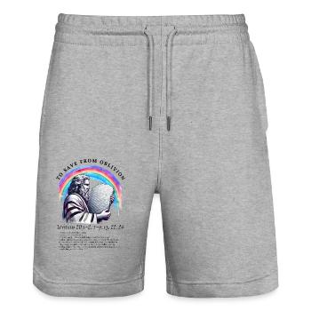 Pour sauver de l’oubli - Short de jogging bio TRAINER Stanley/Stella unisexe - gris chiné - Devant - Nik (191cm) & Marisol (170cm)