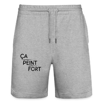 Ça peint fort motif Noir - Short de jogging bio TRAINER Stanley/Stella unisexe - gris chiné - Devant - Nik (191cm) & Marisol (170cm)
