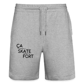 Ça skate fort motif Noir - Short de jogging bio TRAINER Stanley/Stella unisexe - gris chiné - Devant - Nik (191cm) & Marisol (170cm)