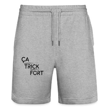Ça trick fort motif Noir - Short de jogging bio TRAINER Stanley/Stella unisexe - gris chiné - Devant - Nik (191cm) & Marisol (170cm)