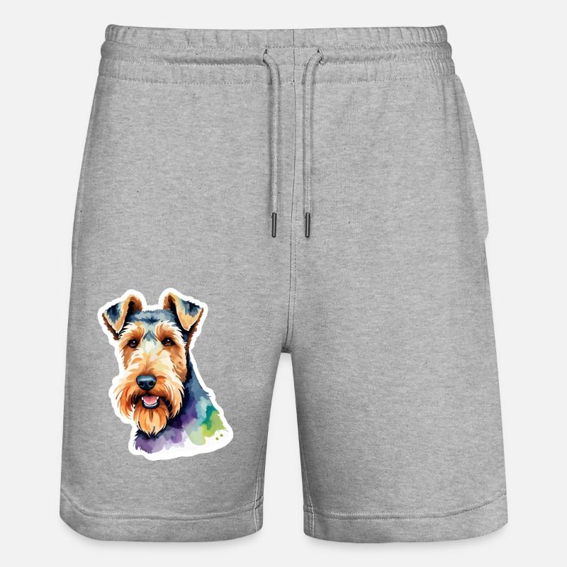 Airedale Terrier Aquarelle - Short de jogging bio TRAINER Stanley/Stella unisexe - gris chiné
