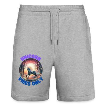 Unicorn6 - Stanley/Stella Unisex Bio Joggingshorts Trainer  - Grau meliert - Vorne - Nik (191cm) & Marisol (170cm)