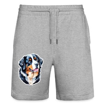 Bouvier bernois Aquarelles - Short de jogging bio TRAINER Stanley/Stella unisexe - gris chiné - Devant - Nik (191cm) & Marisol (170cm)