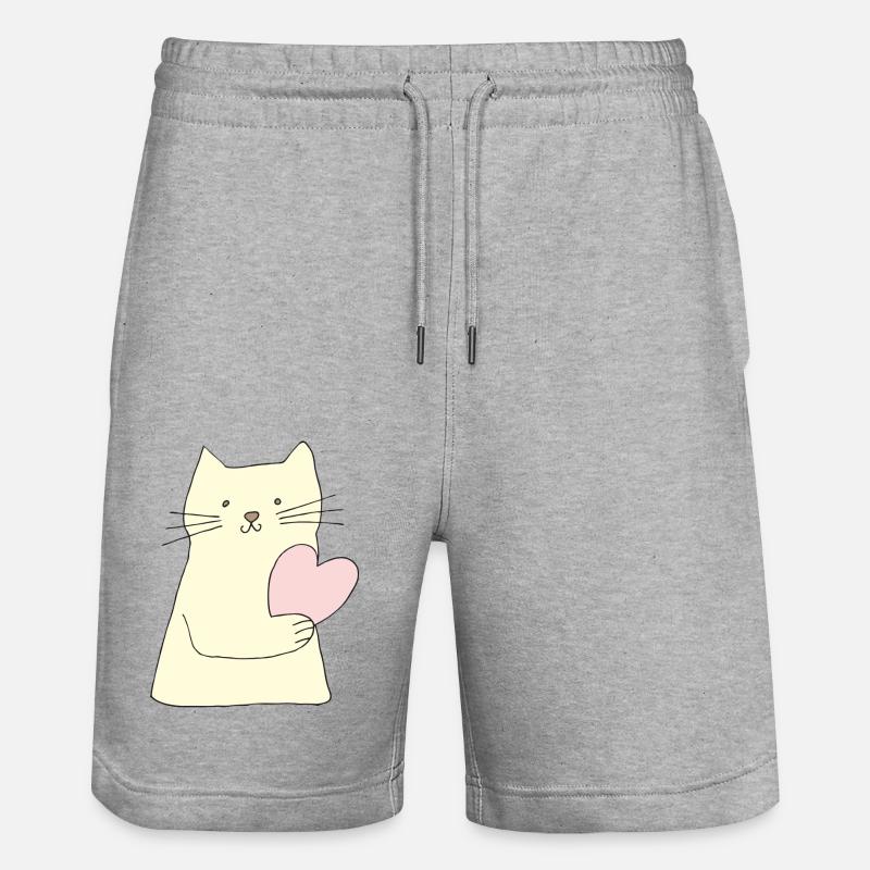 Chat avec cœur - Short de jogging bio TRAINER Stanley/Stella unisexe - gris chiné