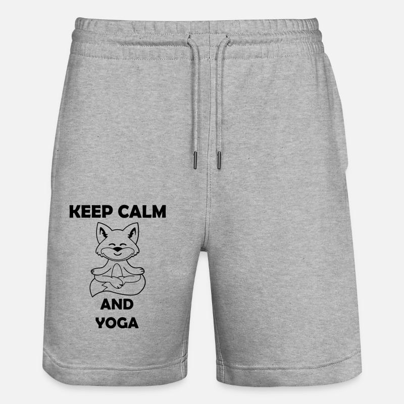 Yoga Fox Keep Calm - Stanley/Stella Trainer Unisex Organic Jogging Shorts - heather grey