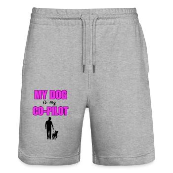 "Mein Hund, mein Co-Pilot" - Stanley/Stella Unisex Bio Joggingshorts Trainer  - Grau meliert - Vorne - Nik (191cm) & Marisol (170cm)