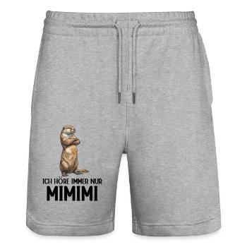 Otter Fischotter Ich höre immer nur Mimimi Wald - Stanley/Stella Unisex Bio Joggingshorts Trainer  - Grau meliert - Vorne - Nik (191cm) & Marisol (170cm)