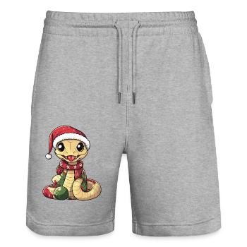 Serpent Cobra Noël - Short de jogging bio TRAINER Stanley/Stella unisexe - gris chiné - Devant - Nik (191cm) & Marisol (170cm)