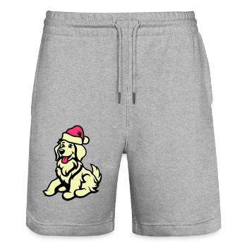 Dog Comic Animal Christmas - Stanley/Stella Trainer Unisex Organic Jogging Shorts - heather grey - Front - Nik (191cm) & Marisol (170cm)
