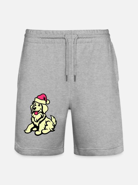 Dog Comic Animal Christmas - Stanley/Stella Trainer Unisex Organic Jogging Shorts - heather grey