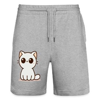Cat - Stanley/Stella Trainer Unisex Organic Jogging Shorts - heather grey - Front - Nik (191cm) & Marisol (170cm)