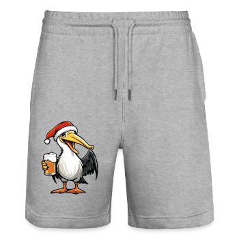 Pelikan Vogel Weihnachten Bier - Stanley/Stella Unisex Bio Joggingshorts Trainer  - Grau meliert - Vorne - Nik (191cm) & Marisol (170cm)