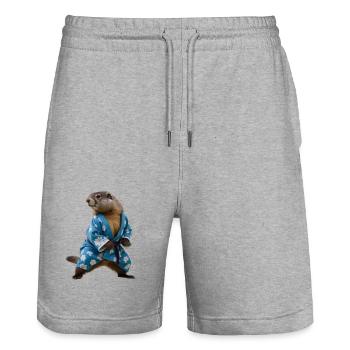 Marmotte sportive - Short de jogging bio TRAINER Stanley/Stella unisexe - gris chiné - Devant - Nik (191cm) & Marisol (170cm)