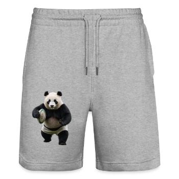 Panda sportif - Short de jogging bio TRAINER Stanley/Stella unisexe - gris chiné - Devant - Nik (191cm) & Marisol (170cm)