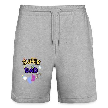 Super Dad - Stolzer Papa mit Baby Icons - Stanley/Stella Unisex Bio Joggingshorts Trainer  - Grau meliert - Vorne - Nik (191cm) & Marisol (170cm)