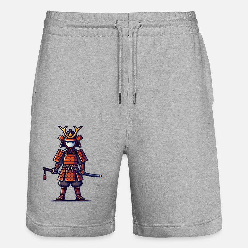 Samurai Comic - Stanley/Stella Trainer Unisex Organic Jogging Shorts - heather grey