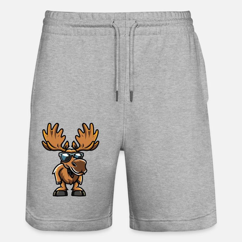 Elch Comic Cool - Stanley/Stella Unisex Bio Joggingshorts Trainer  - Grau meliert