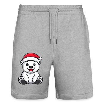 Polar Bear Christmas - Stanley/Stella Trainer Unisex Organic Jogging Shorts - heather grey - Front - Nik (191cm) & Marisol (170cm)