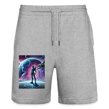 Tech Cosmos - Short de jogging bio TRAINER Stanley/Stella unisexe - gris chiné - Devant - Nik (191cm) & Marisol (170cm)