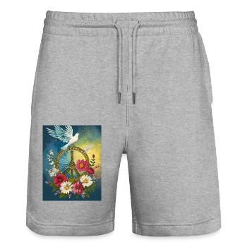 Frieden - Stanley/Stella Unisex Bio Joggingshorts Trainer  - Grau meliert - Vorne - Nik (191cm) & Marisol (170cm)