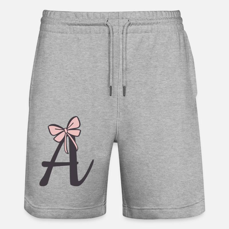 Anfangsbuchstabe A Schleifchen - Stanley/Stella Unisex Bio Joggingshorts Trainer  - Grau meliert