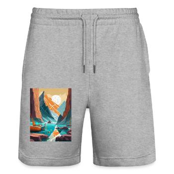 Berge in Asien - Stanley/Stella Unisex Bio Joggingshorts Trainer  - Grau meliert - Vorne - Nik (191cm) & Marisol (170cm)