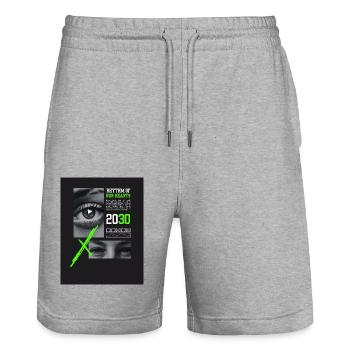 Design ohne Titel 1 - Stanley/Stella Unisex Bio Joggingshorts Trainer  - Grau meliert - Vorne - Nik (191cm) & Marisol (170cm)