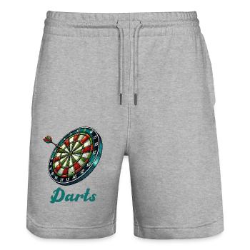 Dartboard Darts - Stanley/Stella Trainer Unisex Organic Jogging Shorts - heather grey - Front - Nik (191cm) & Marisol (170cm)
