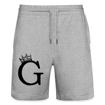 crown G - Stanley/Stella Trainer Unisex Organic Jogging Shorts - heather grey - Front - Nik (191cm) & Marisol (170cm)