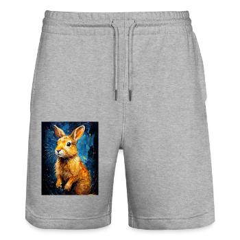 Kaninchen in der digitalen Kunst - Stanley/Stella Unisex Bio Joggingshorts Trainer  - Grau meliert - Vorne - Nik (191cm) & Marisol (170cm)