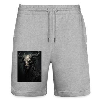Dämonische Gestalt mit Hörnern - Stanley/Stella Unisex Bio Joggingshorts Trainer  - Grau meliert - Vorne - Nik (191cm) & Marisol (170cm)