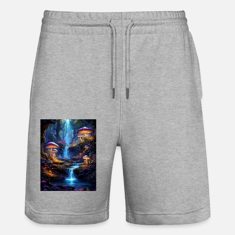 Forêt magique avec cascade - Short de jogging bio TRAINER Stanley/Stella unisexe - gris chiné