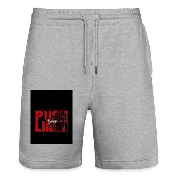 Push Your Limit – Bold & Motivational Design - Stanley/Stella Trainer Unisex Organic Jogging Shorts - heather grey - Front - Nik (191cm) & Marisol (170cm)