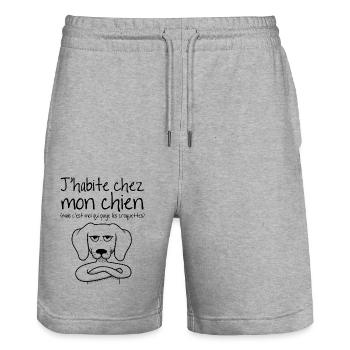 J habite chez mon chien - Short de jogging bio TRAINER Stanley/Stella unisexe - gris chiné - Devant - Nik (191cm) & Marisol (170cm)