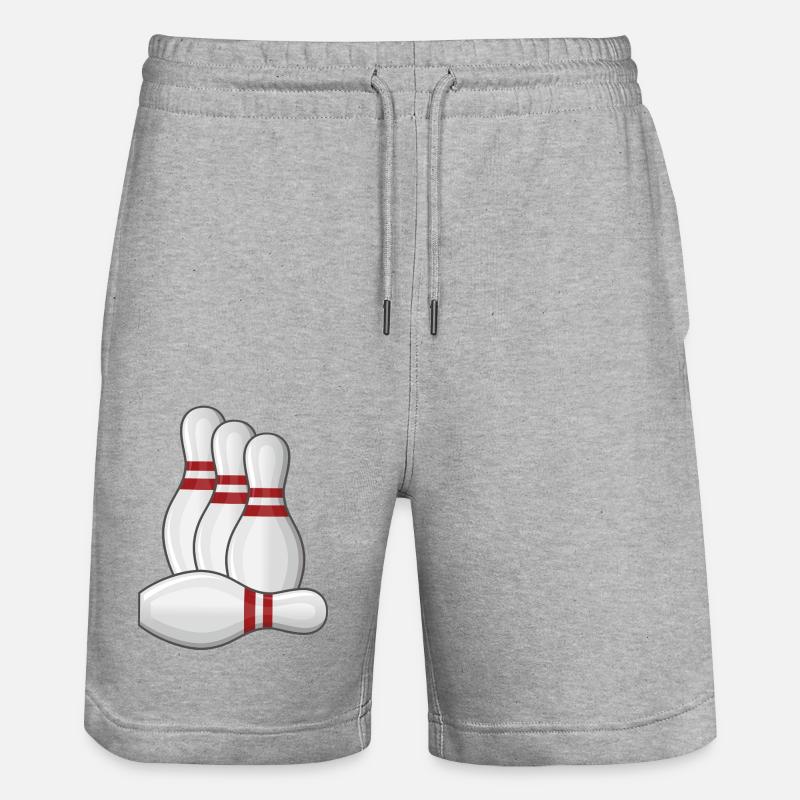 Bowling Strike Bowlingteam Pins - Stanley/Stella Unisex Bio Joggingshorts Trainer - Grau meliert