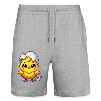 kuecken comic - Stanley/Stella Unisex Bio Joggingshorts Trainer  - Grau meliert - Vorne - Nik (191cm) & Marisol (170cm)