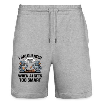 Funny AI Robots Playing Chess – 6 Million Outcomes - Stanley/Stella Trainer Unisex Organic Jogging Shorts - heather grey - Front - Nik (191cm) & Marisol (170cm)
