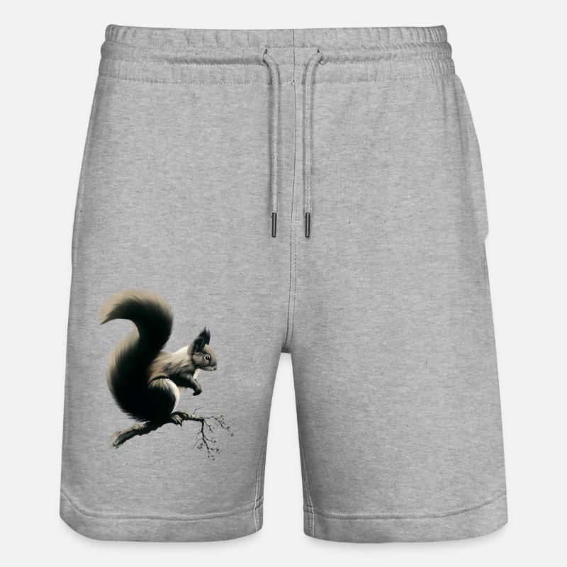 Eichhörnchen auf Ast - Stanley/Stella Unisex Bio Joggingshorts Trainer  - Grau meliert
