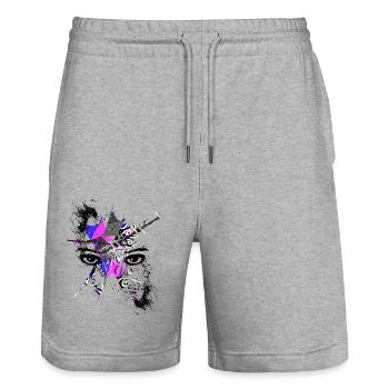 Eye of Truth by Acryl Galerie & Design - Stanley/Stella Unisex Bio Joggingshorts Trainer  - Grau meliert - Vorne - Nik (191cm) & Marisol (170cm)