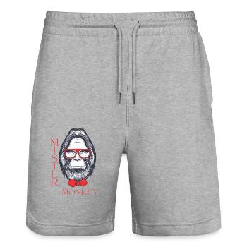 Mister Monkey - Stanley/Stella Unisex Bio Joggingshorts Trainer  - Grau meliert - Vorne - Nik (191cm) & Marisol (170cm)