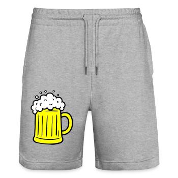 Beer Comic Beer Glass - Stanley/Stella Trainer Unisex Organic Jogging Shorts - heather grey - Front - Nik (191cm) & Marisol (170cm)