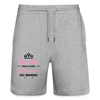 Élue meilleure belle mère du monde - Short de jogging bio TRAINER Stanley/Stella unisexe - gris chiné - Devant - Nik (191cm) & Marisol (170cm)