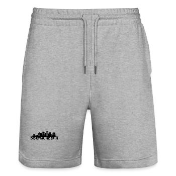 Dortmunderin! Dortmund, meine Stadt! - Stanley/Stella Unisex Bio Joggingshorts Trainer  - Grau meliert - Vorne - Nik (191cm) & Marisol (170cm)