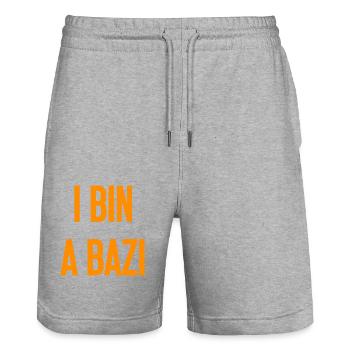 I bin a Bazi – Bayerischer Spruch mit Humor - Stanley/Stella Unisex Bio Joggingshorts Trainer  - Grau meliert - Vorne - Nik (191cm) & Marisol (170cm)