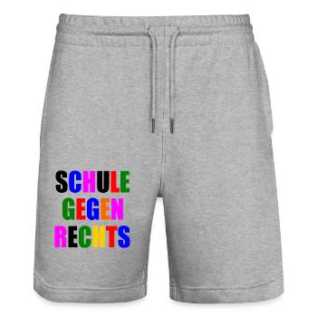 Schule gegen rechts - Stanley/Stella Unisex Bio Joggingshorts Trainer  - Grau meliert - Vorne - Nik (191cm) & Marisol (170cm)