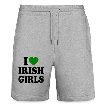 I love irish girls - Stanley/Stella Unisex Bio Joggingshorts Trainer  - Grau meliert - Vorne - Nik (191cm) & Marisol (170cm)