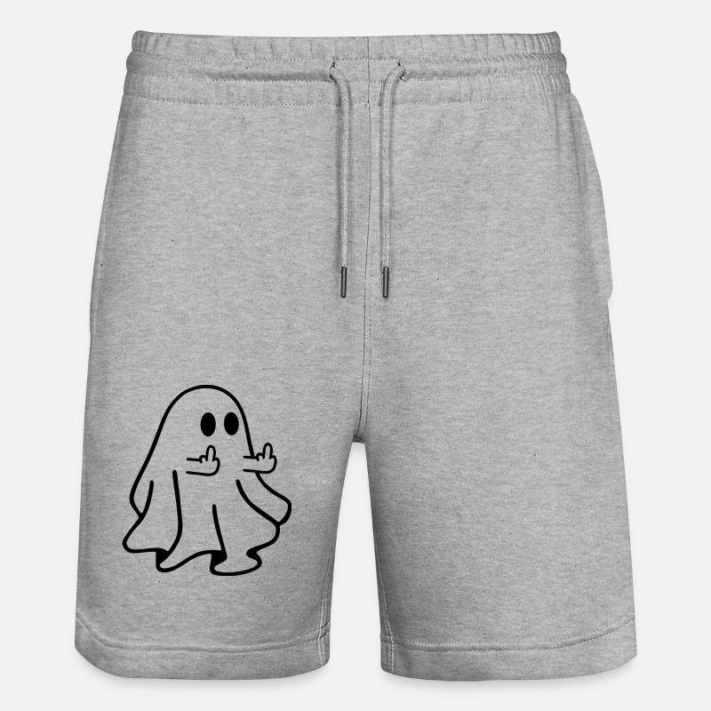 Geist Mittelfinger Halloween - Stanley/Stella Unisex Bio Joggingshorts Trainer  - Grau meliert