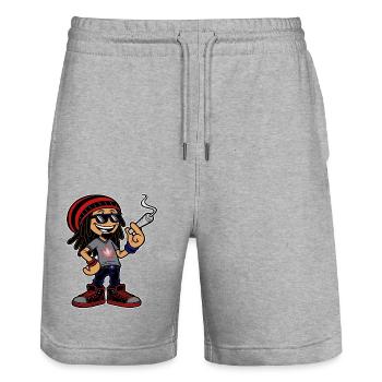 Dreadlock Smoker - Stoned man - High & Happy - Stanley/Stella Unisex Bio Joggingshorts Trainer  - Grau meliert - Vorne - Nik (191cm) & Marisol (170cm)